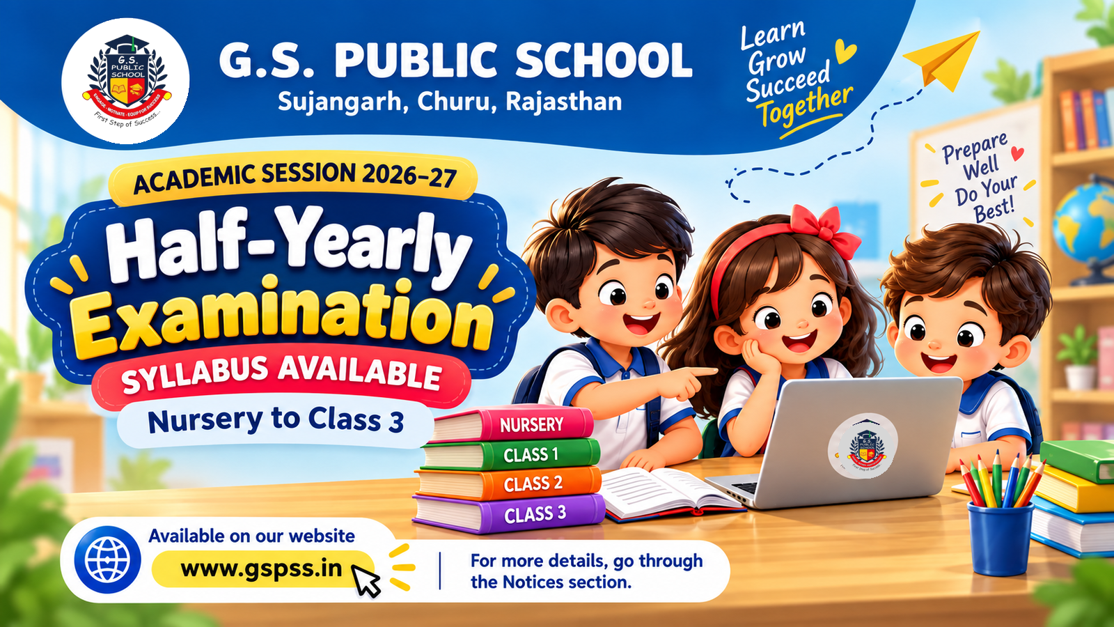 Half-Yearly Examination Syllabus Available - Nursery to Class 3