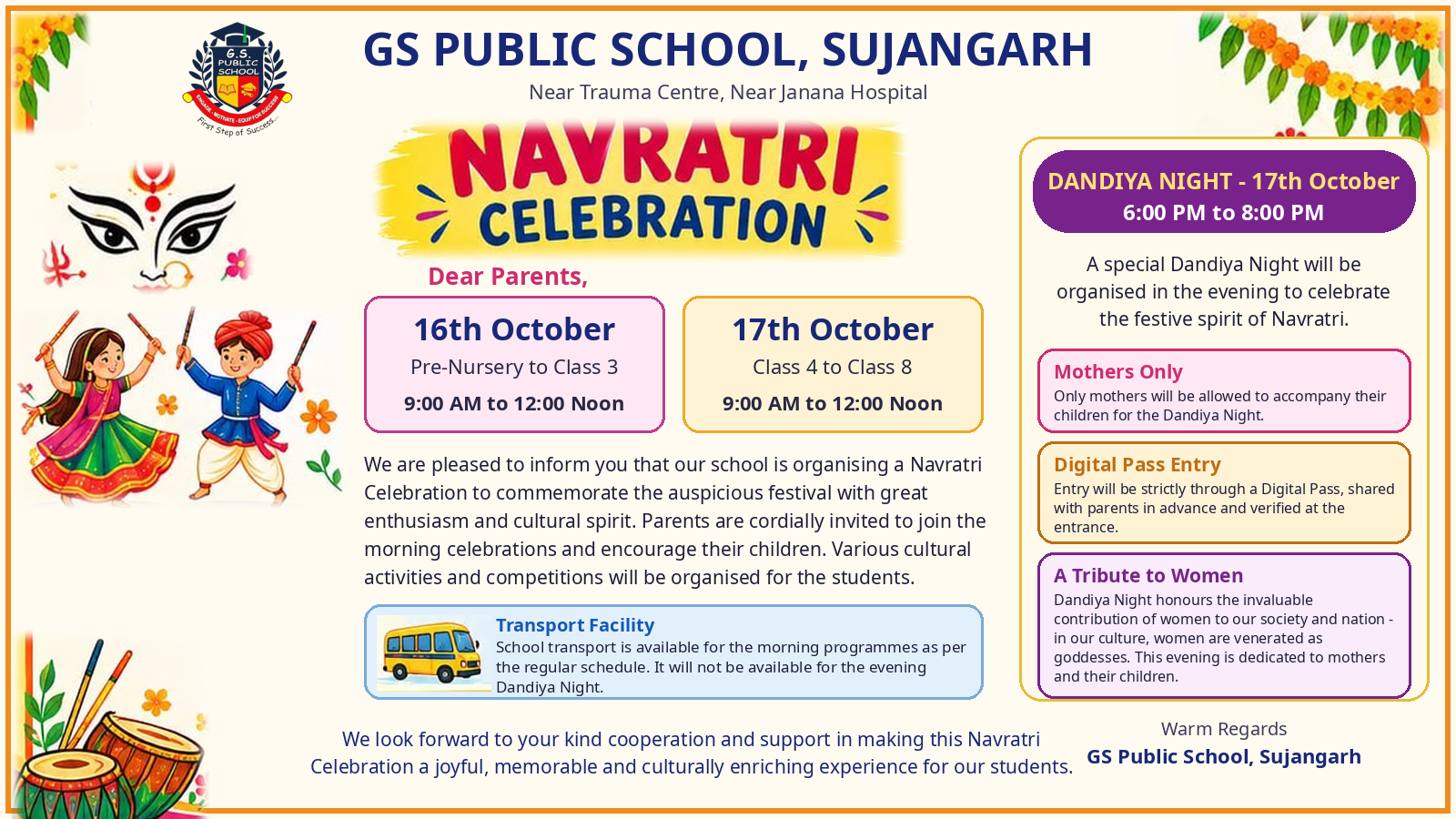 Navratri Celebration at G.S. Public School, Sujangarh